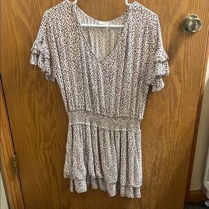 Leopard Print V-Neck Ruffle Sleeve dress